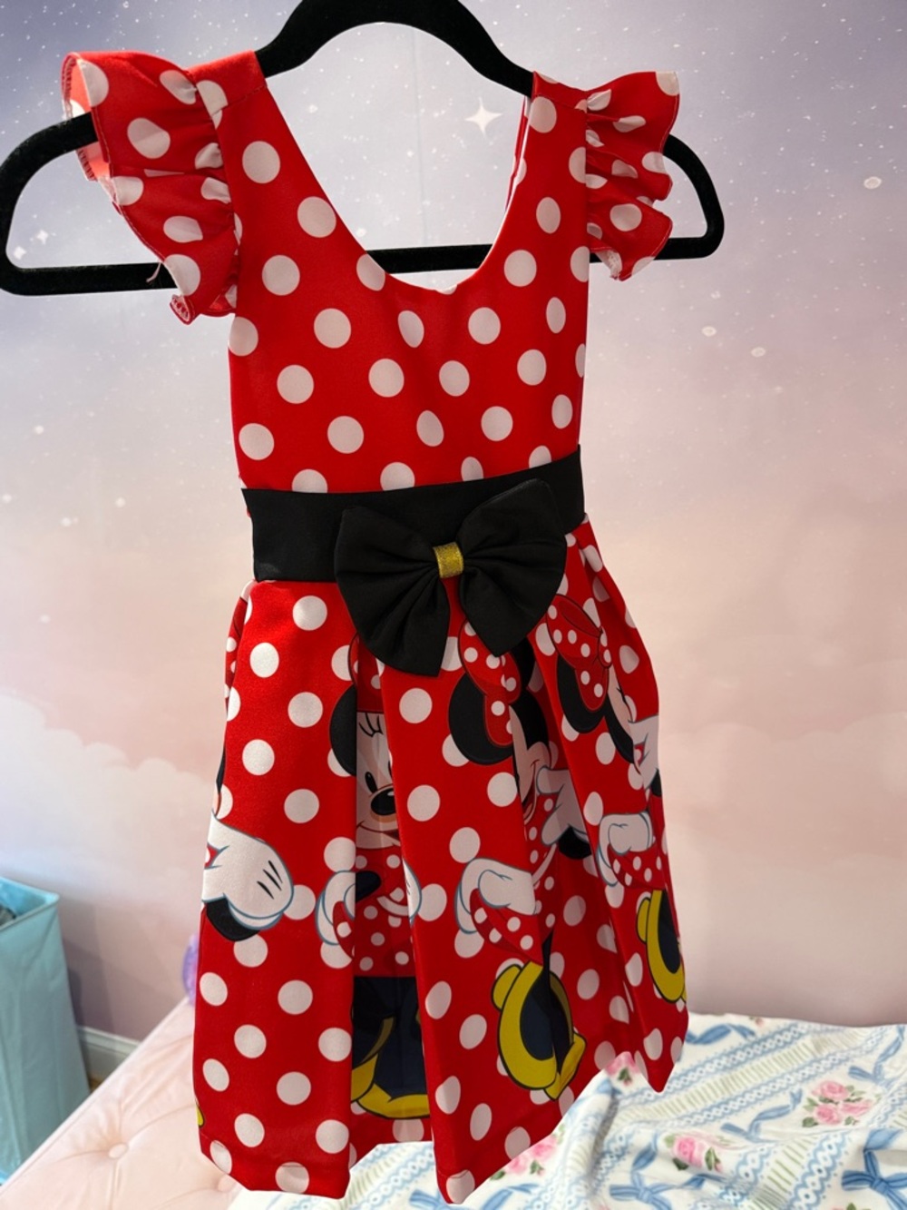 Red Polka Dot Minnie Mouse Dress with Black Bow